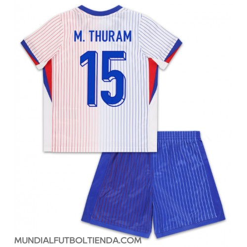 Camiseta Francia Marcus Thuram #15 Segunda Equipación Replica Eurocopa 2024 para niños mangas cortas (+ Pantalones cortos)